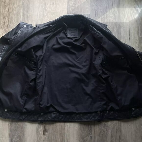 AllSaints  Men’s Brett Leather Double Rider Jacket  Size S Black Moto Motorcycle - Picture 5 of 13